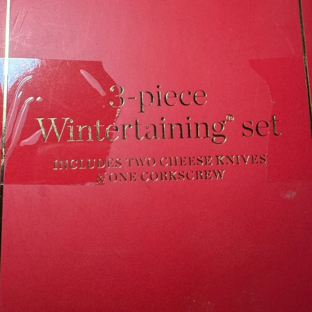 Talbots Wintertaining 3-Piece Cheese Knife & Corkscrew Set Gift Box